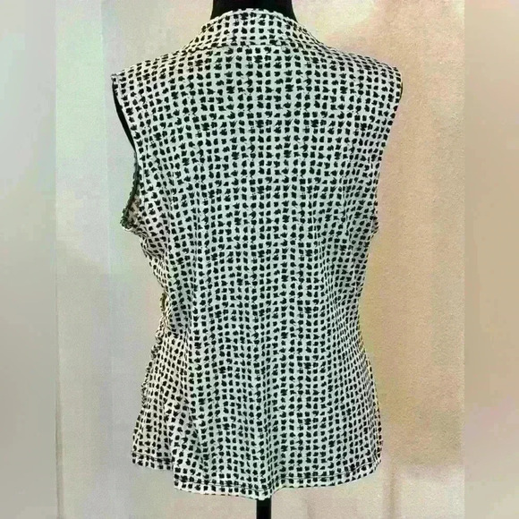 Liz Claiborne Black and White Sleeveless Blouse - Picture 4 of 5